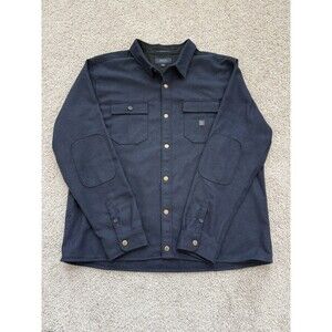 Roark Shirt Navy Nordsman Flannel Men’s XXL Elbow Patch Snap Wool Blend Durable
